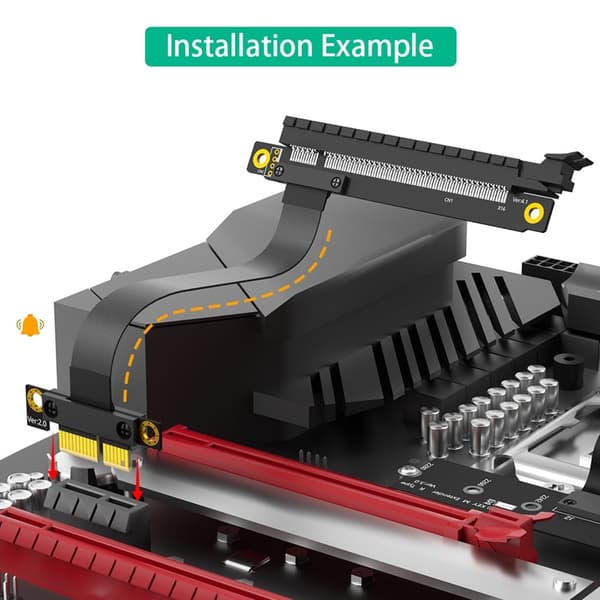 25CM PCIe 16X til 1X Forlengelseskabel for Datakomponentintegrasjon Rask