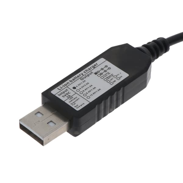 USB til 4.2V 3.5x1.35mm opladerkabel med LED-indikator til LED-pandelygte