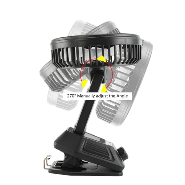 Lille Køleventilator med 3 Vindhastigheder Clip On/Bordmodel Genopladelig Mini Ventilator