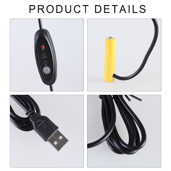 USB 5V Input Batterielimineringskabel Strømledning til Udskiftning af 2 til 4 stk. 3A