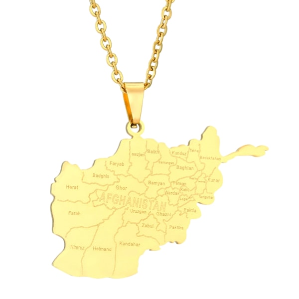 Afghanistan Karta Hänge Halsband Trendigt Silver/Guld Country Territory Halsband Unisex Kvinnor Män Halskedja Justerbar Gold-color - A