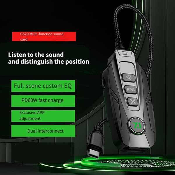 GS20 USB Mini Lydkort Ekstern Lydadapter i Svart for Datamaskiner
