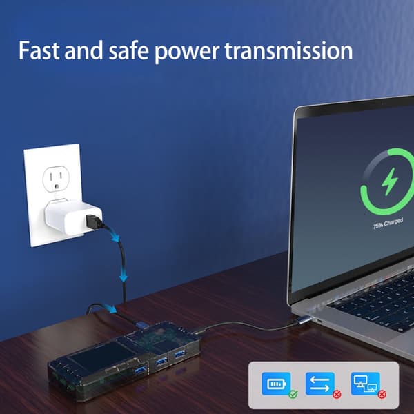 USB C Dock 8 Port 4K Videoutgång Gigabit Ethernet Snabb Datasynkronisering
