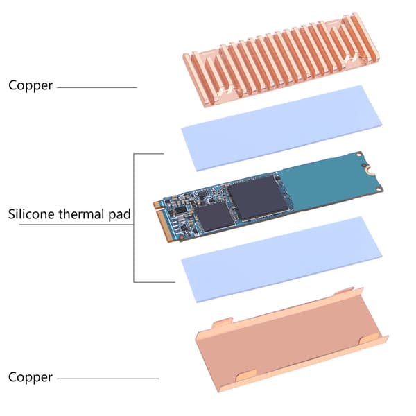 Kobber Køleplade Termisk Ledende Lim til M.2 NGFF 2280 PCI-E NVME SSD
