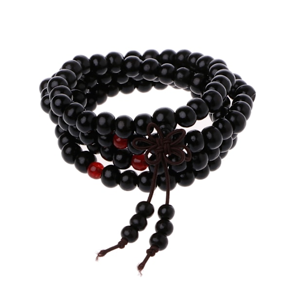 Naturliga Buddhistiska Bönearmband i Sandelträ 8mm Pärlor Armband 108 Träpärlor Meditationsarmband Gåva för Män Kvinnor