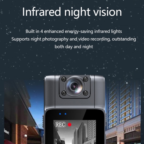 Bärbar videoinspelare 1080P minisportkamera med klart foto och nattseende för säkerhet och utomhusaktiviteter