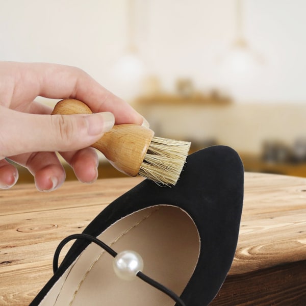 Multifunktionella borstborstar för sneakers och skor Boot Trähandtag Bärbara skor Rengöring Poleringsverktyg A