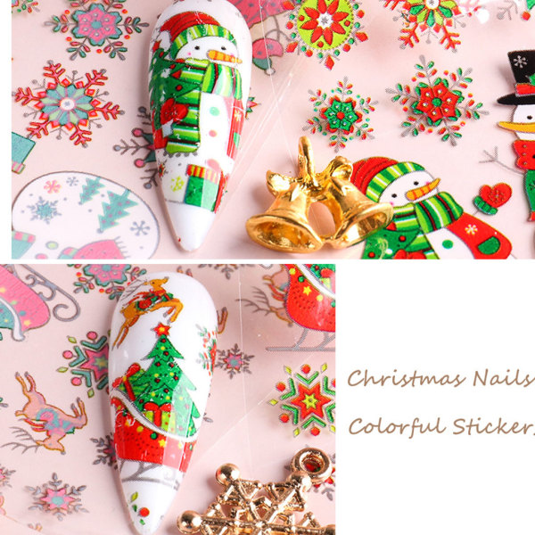 Nail Transfer Stickers Juldekorationer för naglar Jul Nail Decals Transfer Folie Santa Nail Art Stickers