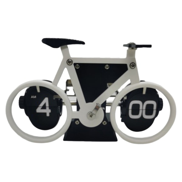 Cykelformad flipklocka för hemmets sovsal skrivbordsdekorationsklocka White