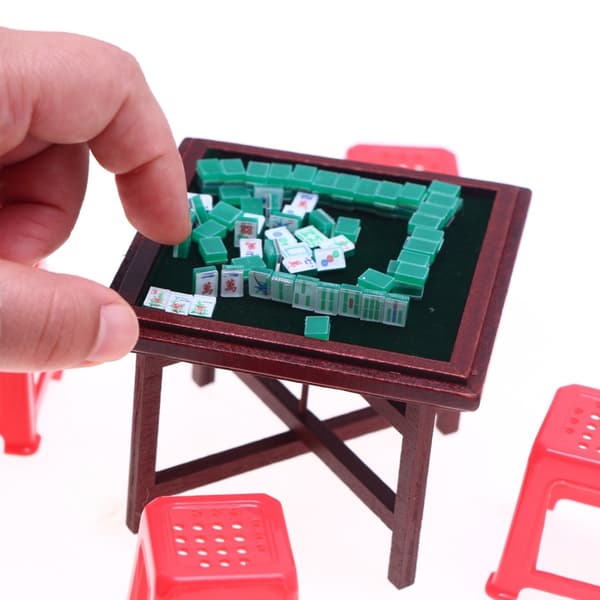 Realistiskt Mahjong Brickset Bord Dockhus Realistisk Mini Storlek Samling