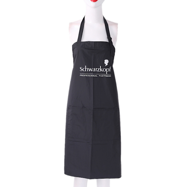Svart Justerbart Förkläde Bib Uniform för Frisörsalong med 2 Fickor