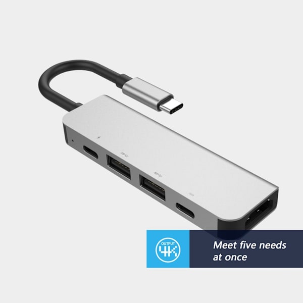 2x USB TypeC HUB Splitter Understøtter PD60W Alumunium-legering Mini Extender Dock