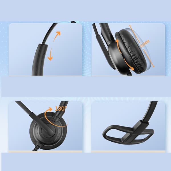 Ergonomisk USB Enkeltøre Headset Mikrofon for Sømløs Kommunikasjon