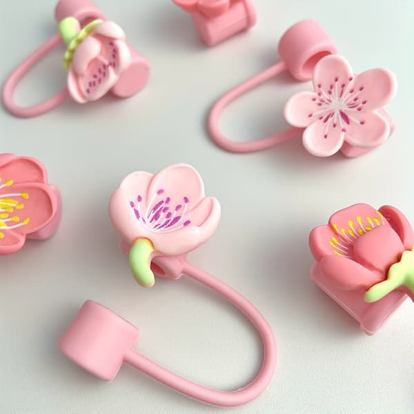 6 Stycken Flexibla Silikon Sugrörspluggar Blomma Sugrörsspetslock Sugrörstillbehör