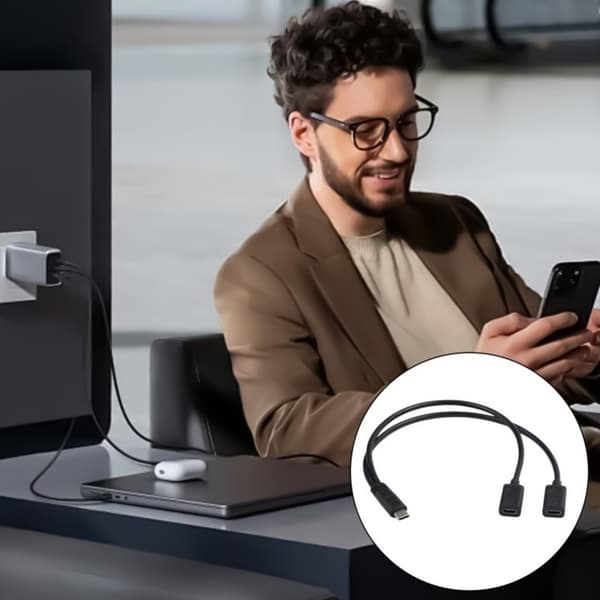 Latauskaapeli USB C uros - kaksois-USB C naaras lataussovitinkaapeli