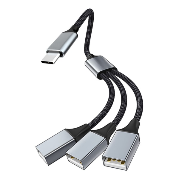 USB delningskabel, USB/Typ C hane till 3 honor förlängningssladdkontakt, USB port Hub Data & Laddare Power Split Adapter Type C interface