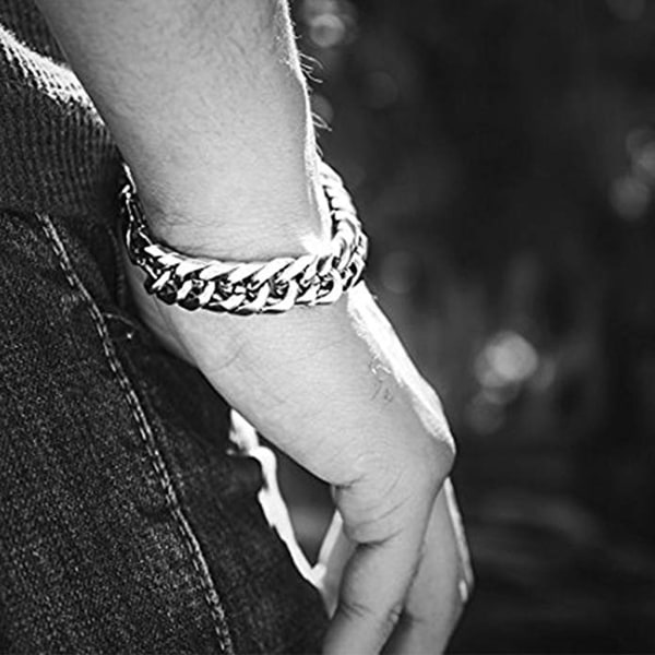 Armband i rostfritt stål för män 9 mm bredd Curb Kedjelänk Armband Klassiska Armband Armband Mode Smycken Dekor Present