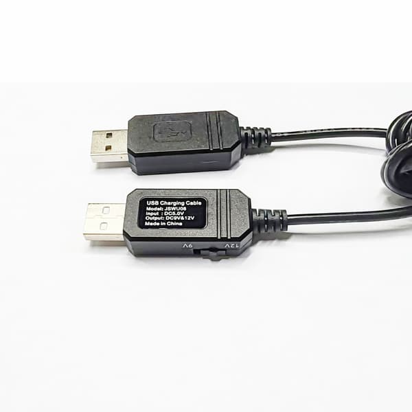 Digital Spenningsindikator Kabel USB 5V til 9V12V Justerbar DC3.5X1.35mm Strøm
