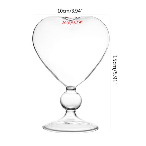 Hjärtform glasblomkruka Desktop Stående Vas Planter Container Heminredning