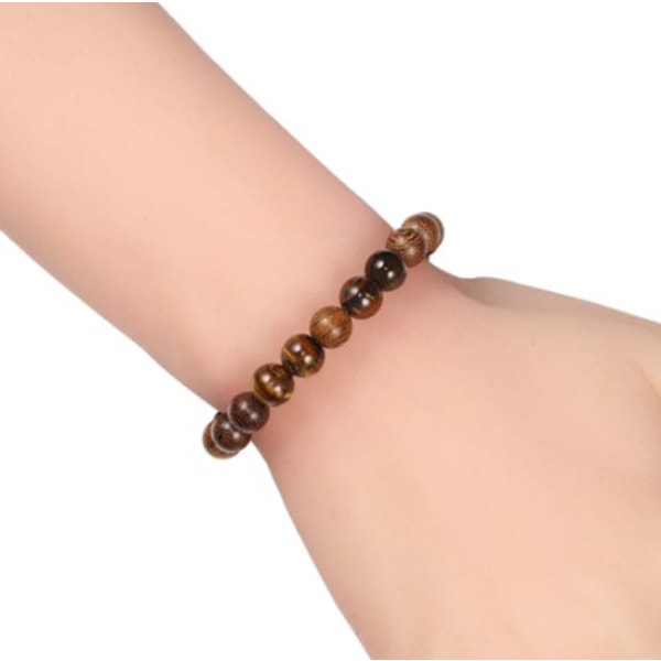 Reiki Healing Energy Naturlig Tiger Eye Stone Armband Träkorn Flätat Justerbart Armband Healing Beads Yoga Armband B 6mm