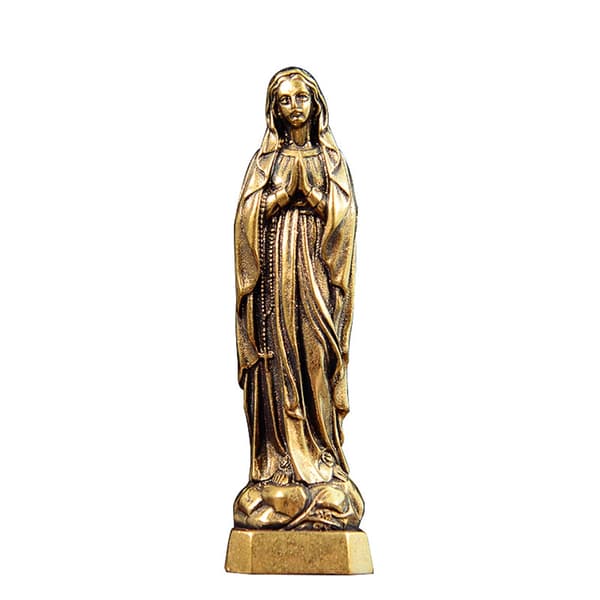 Antikk Messing Velsignet Hellige Mor Statue for Hellig og Kunstnerisk Rom