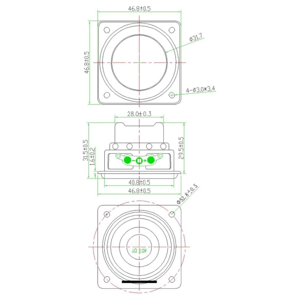 Slitstark 47 mm intern magnetisk högtalare Kraftfull 47 mm 15 W bashögtalare Fullfrekvent ljud för digital elektronik