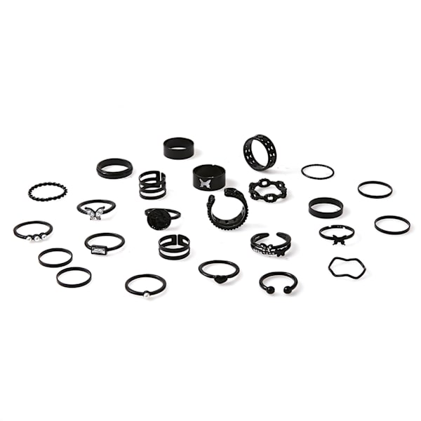 25 st Halloween Geometriska Hjärta Runda Fingerringar Spökfestival Gotisk Mikroinkrustrerad Diamant Pärlring för Kvinnor