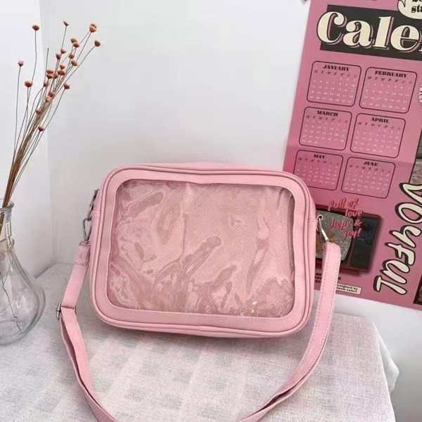 Dam Ita Messenger Bag Dam axelväska i japansk stil Flickor Söt Transparent Crossbody-väska Studentväska Pink