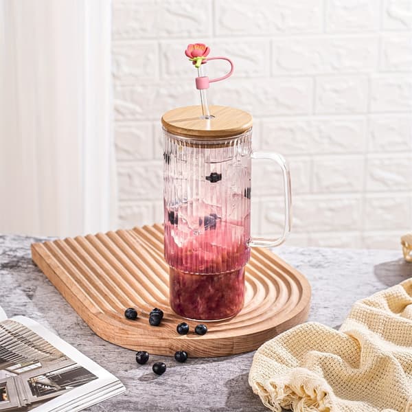 6 Stycken Flexibla Silikon Sugrörspluggar Blomma Sugrörsspetslock Sugrörstillbehör
