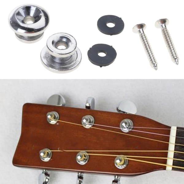 2 Krom Remlås Knappbrickor Skruvar Ersättningsdel För Mandolin Gitarr