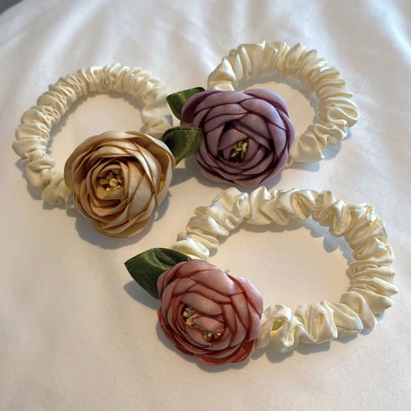 Elastiske Vintage Hårstrikker Kvinner Blomster Hårbånd Bryllupsfest Hodeplagg 紫色