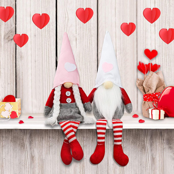Naturtrogna Alla hjärtans dag Gnome Plyschdockor Handgjorda Ansiktslösa för dockdekorationer Bedårande hattdesign för vardagsrummet null - A