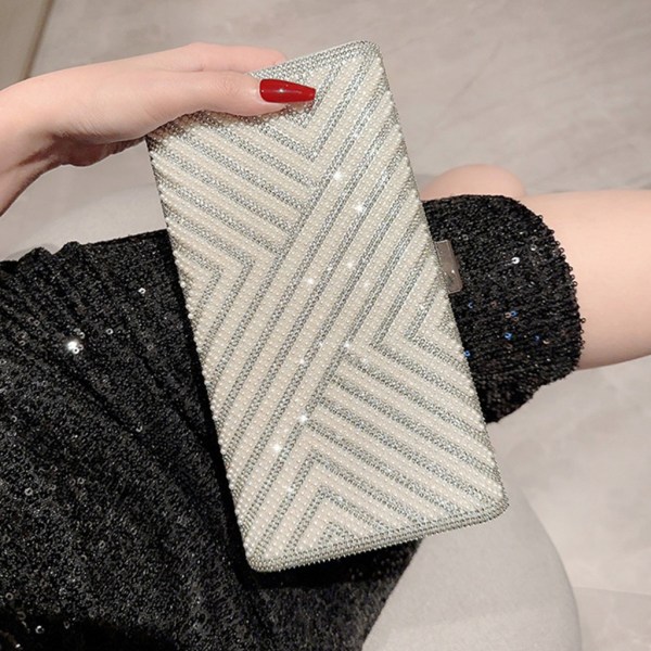 Kvällsväska för kvinnor Bröllopsväska Clutch Kedja Axelväska Liten Party Handväska Crossbody-väska W pattern