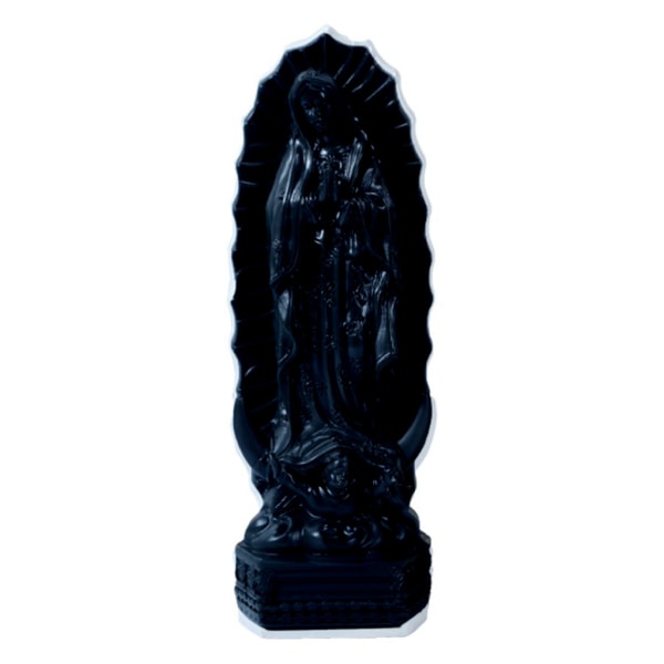 Europeisk Retro Jungfru Maria Statyett Skulptur Kristen Desktop Resin Staty Black