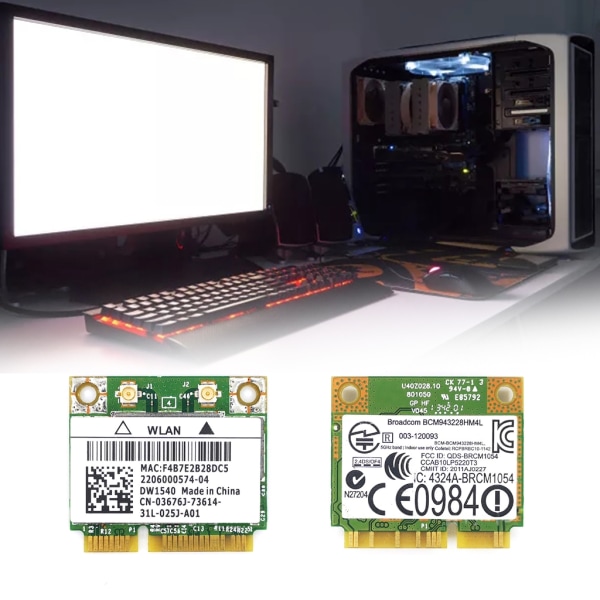 för Broadcom BCM943228 DW1540 2.4/5G Dual Frequency MINI PCIE 300Mbps 802.11A/B/G/N Inbyggt trådlöst nätverkskort