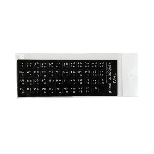 18x6,5 cm Thai Vita Svarta Bokstäver Tangentbord Layout Klistermärken Knapp Bokstäver Alfabet för bärbara stationära tangentbord Black