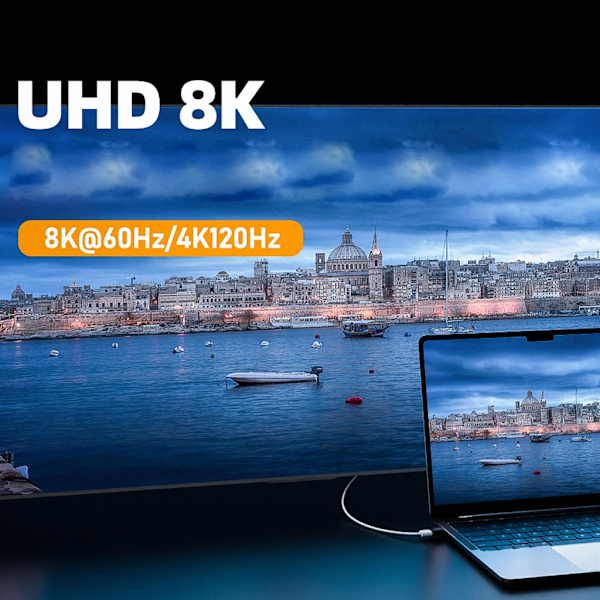 Högkvalitativ HDTV-adapter för TV, bildskärm och projektor förbättrar din videoupplevelse 8K@60Hz High Clear 48GBPS E