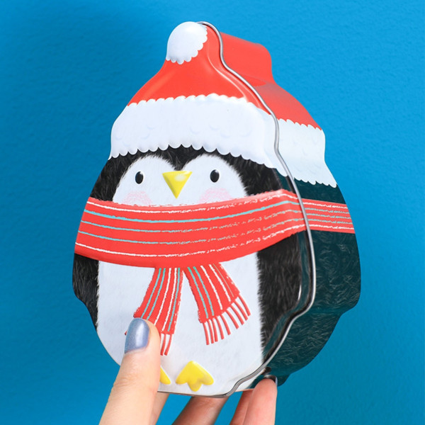 Julgodispresentförpackning med lock Xmas Tree Penguin Organizer för julhelgsfestfavoritförpackning E