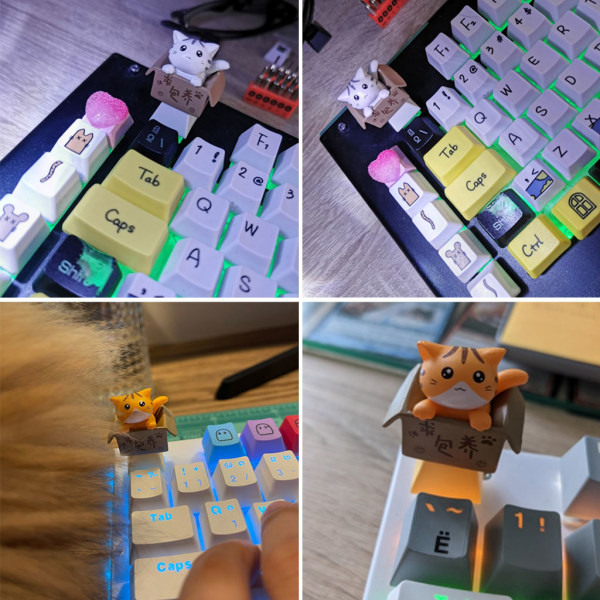 1st PBT Custom Cartoon Anime for Cat Keycap Botten Bakgrundsbelysta Keycaps OEM Profil för DIY Mekaniskt Tangentbord Barn Gi Yellow