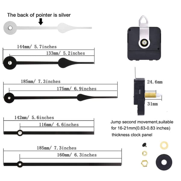 Hands Quartz DIY Väggklocka Rörelsemekanism Batteridriven DIY Reparationsdelar - Byte 5 stilar Enkel montering 31mm