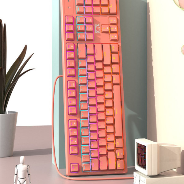 104 nycklar USB trådbunden RGB-bakgrundsbelyst mekaniskt speltangentbord med gröna/röda brytare Frosted Keycaps för stationära och bärbara datorer Black Red Switch