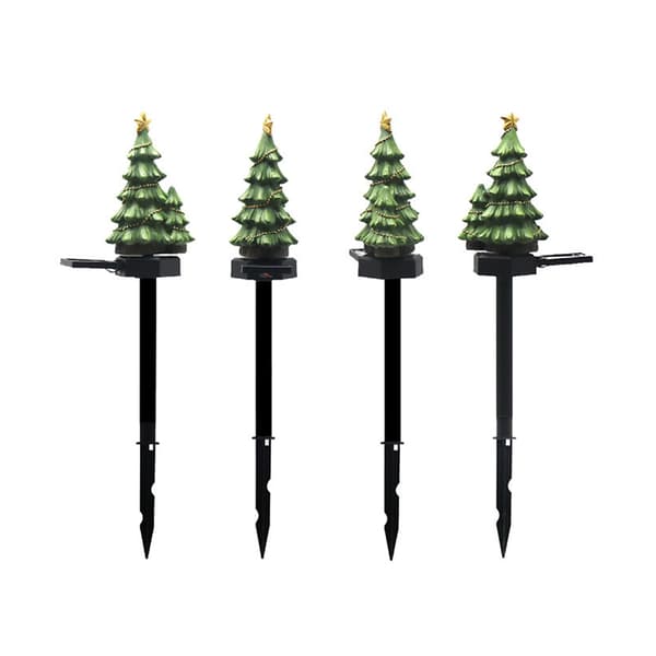 Solar Powered Julgran LED Light Stake Vattentät Trädgård Gräsmatta Lamp Dekor
