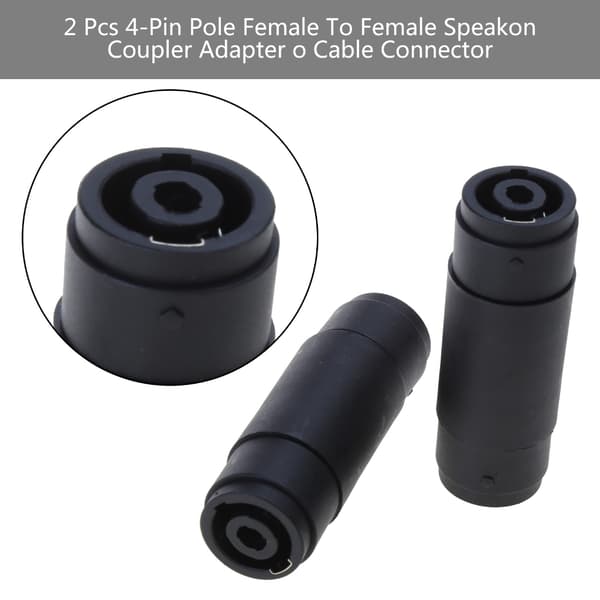 2 stk. 4-Pin Pole Hun Til Hun Speakon Kobler Adapter Lydkabel Konnektor