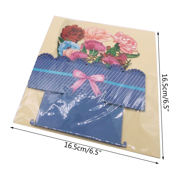 3D för Pop Up Mors Dag-kort Blommig blomma Tack-hälsningskort för mamma W