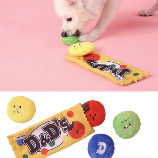 Dog Snuffle Plyschleksak för små hundar Söt Squeak Toy Interactive Foder Tugg Leksak kurragömma Minskar tristess