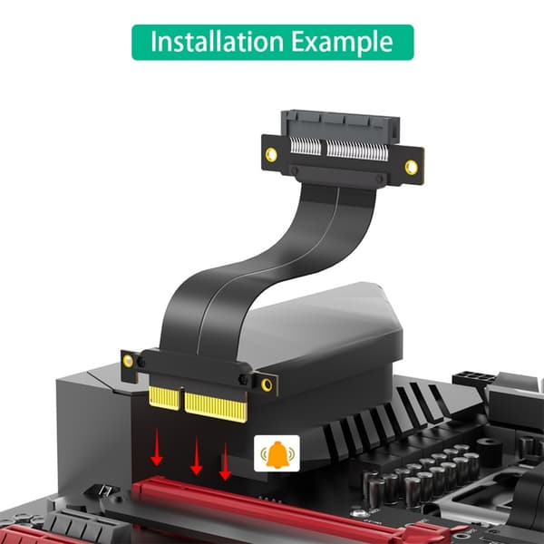 PCIE4.0 4X Vinkelrett Riserkort-forlenger 180 Grader til 180 Grader Bånd