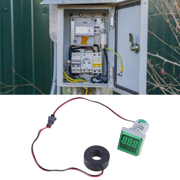 Digital Amperemeter Strømmåler 0-100A Strømdetektor 22mm Firkantet Hode red