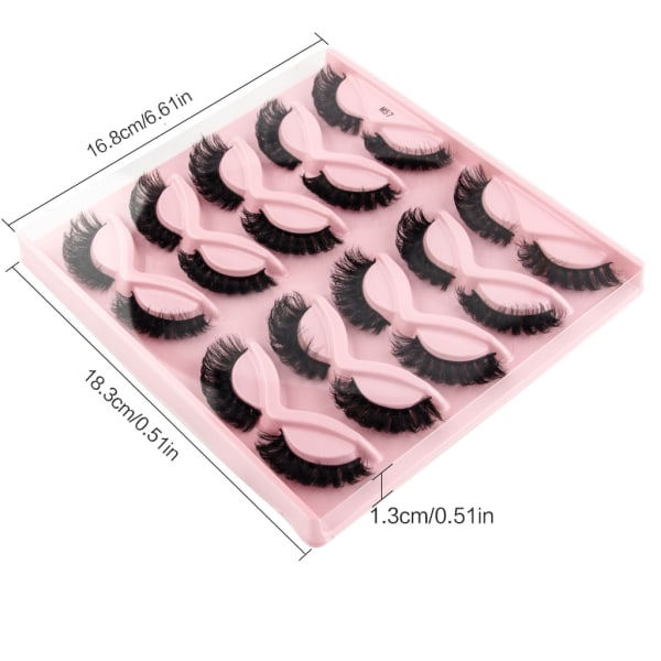 Halvfransar Naturligt utseende Wispy Cat-Eye Ögonfransar 3D lösögonfransar Fluffy-Soft 10 Par Faux Mink Fake Lashes Sets D