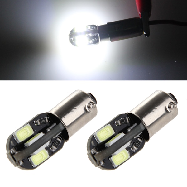2 stk. LED nummerpladelygte til DC 12V BA9S H6W 5630 8 SMD LED baglygte