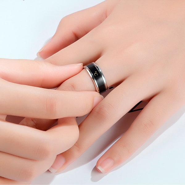 Fashionabla digital termometer Knuckle Rings för Smart Temperatur Monitor Ringar för Titan Stål Finger Ring Smycken Black - 13